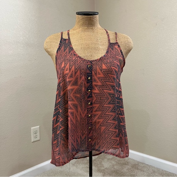 DayTrip Strappy Sheer Tank Tops Lot 2 Women’s Size Medium Blue/Orange Polyeste - Picture 3 of 15